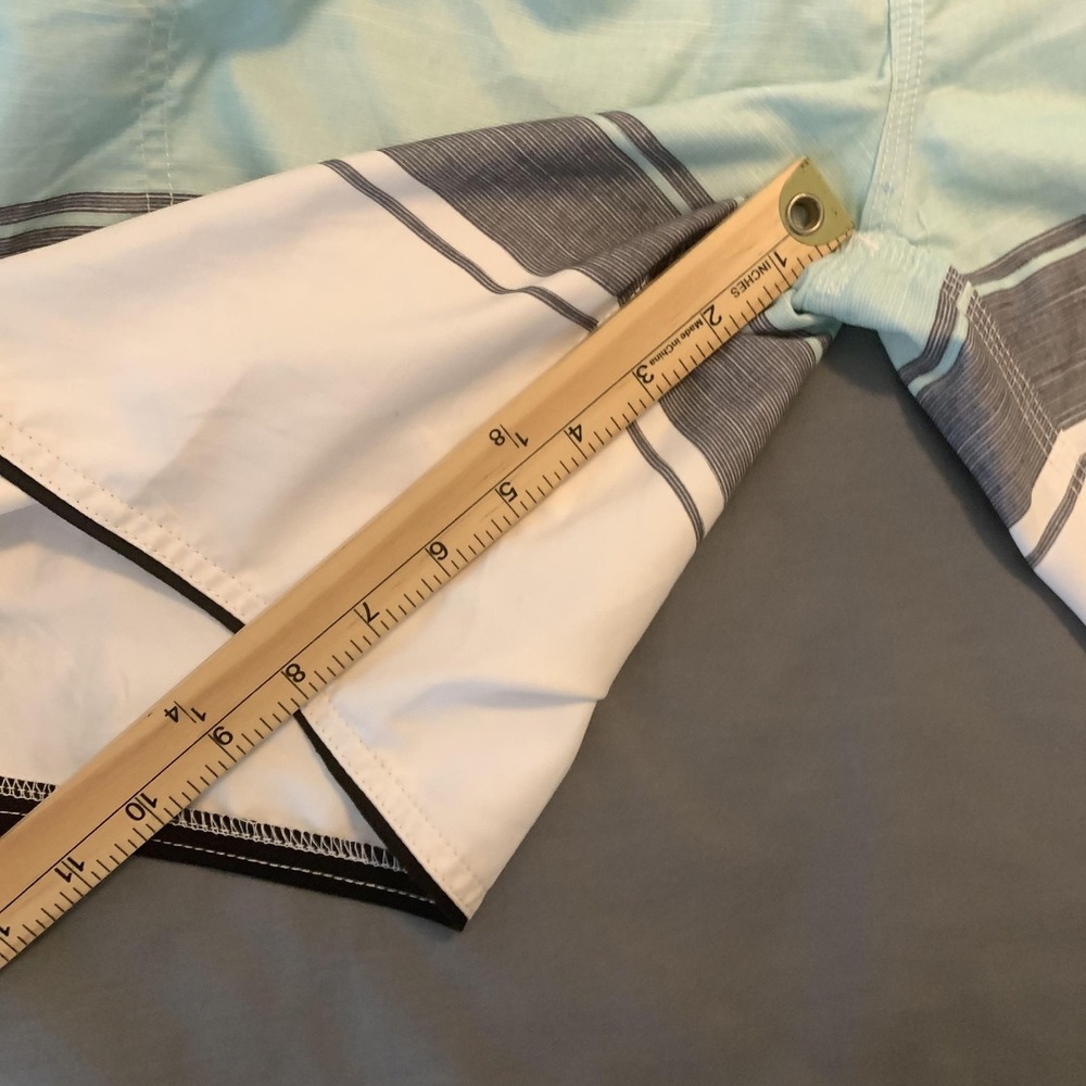 Rip Curl Board Shorts Mens 34 Blue Stripe Surf Swim Trunks Polyester Drawstring - Picture 6 of 10